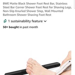 2 Black Shower Foot Rest Bar