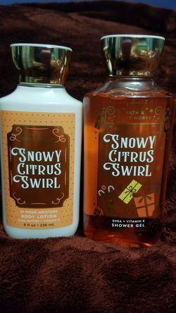 Set of 2 Bath & Body Works 'Snowy Citrus Swirl' (Tangerine/Whipped Marshmallow/Tonka Bean/Fresh Vanilla) NEW. Shower Gel & Body Lotion