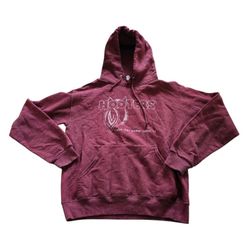 Vintage Hooters Hoodie "Pasa Get Down Dena" Sweater SZ S Maroon Texas Pullover