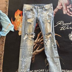 MNML Blue Distressed Skinny Jeans