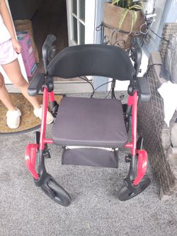 Red Rollator Walker with Seat/wheelchair