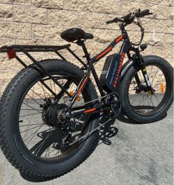 BRAND NEW! 750/1000 Watt Electric Fat Tire E-Bike, 28mph, 26x4.0 Fat Tire, Rear Rack