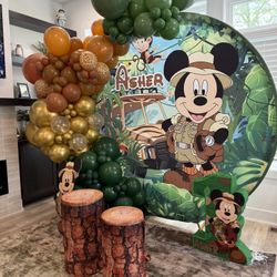 Mickey safari fabric for birthdays, and cylinder cover
