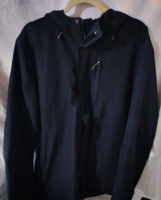 Lands’ End Vintage Waterproof Hooded Jacket Navy Blue Men’s Large Tall 42-44