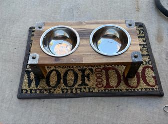 Small Dog Pad and Raised Dog Bowls