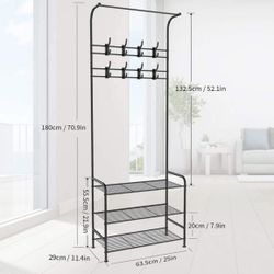 Entryway Hanger with Shoe Rack One-Piece