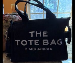Marc Jacobs inspired Black Medium Tote Zip Closure Adjustable Strap Silver