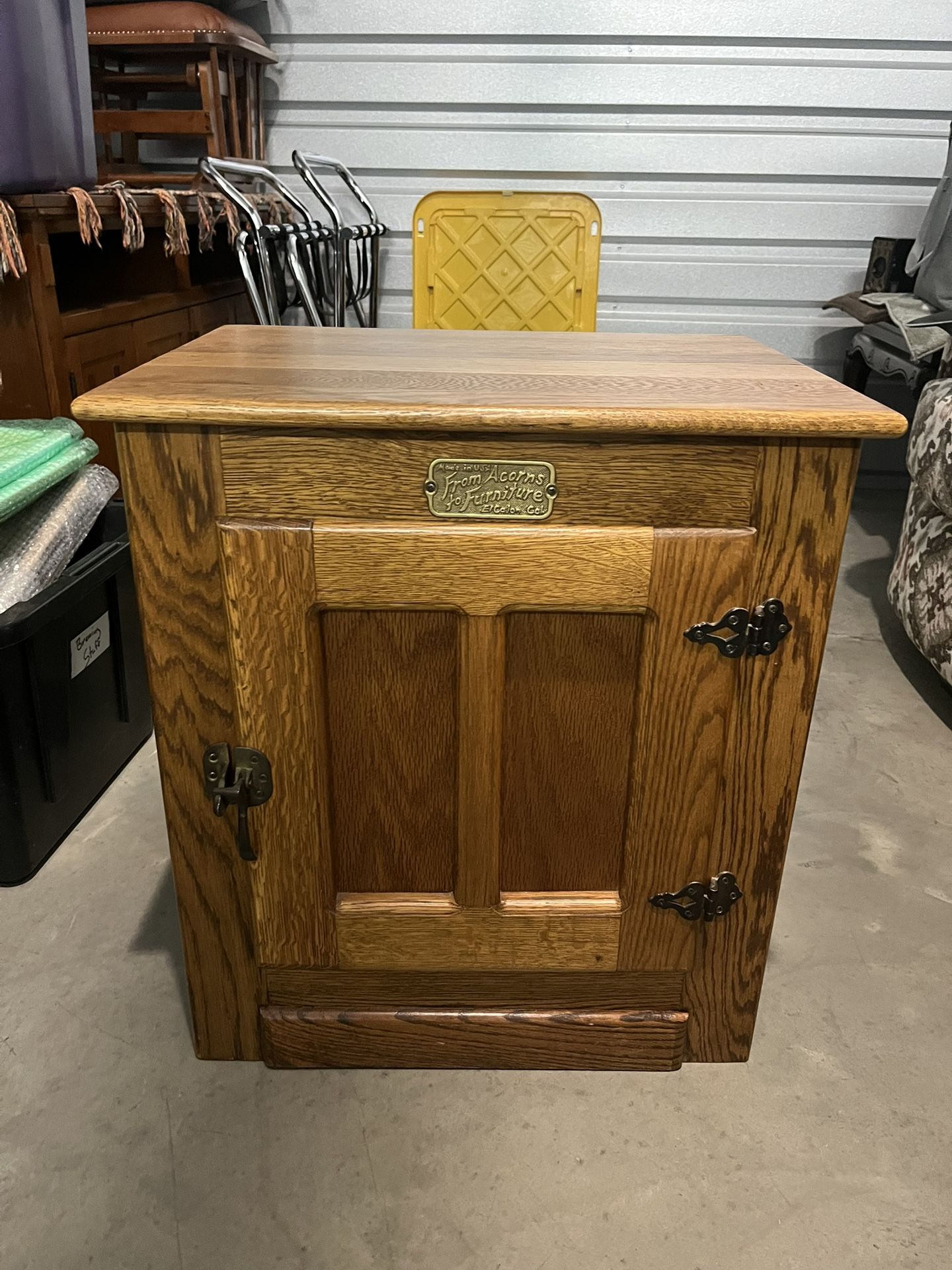 Vintage Wood Ice Box End Table
