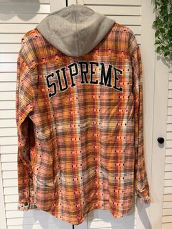 SUPREME HOODED JACQUARD FLANNEL SHIRT