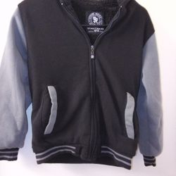 Boy's Fleece Black/Grey Jacket Hoodie 