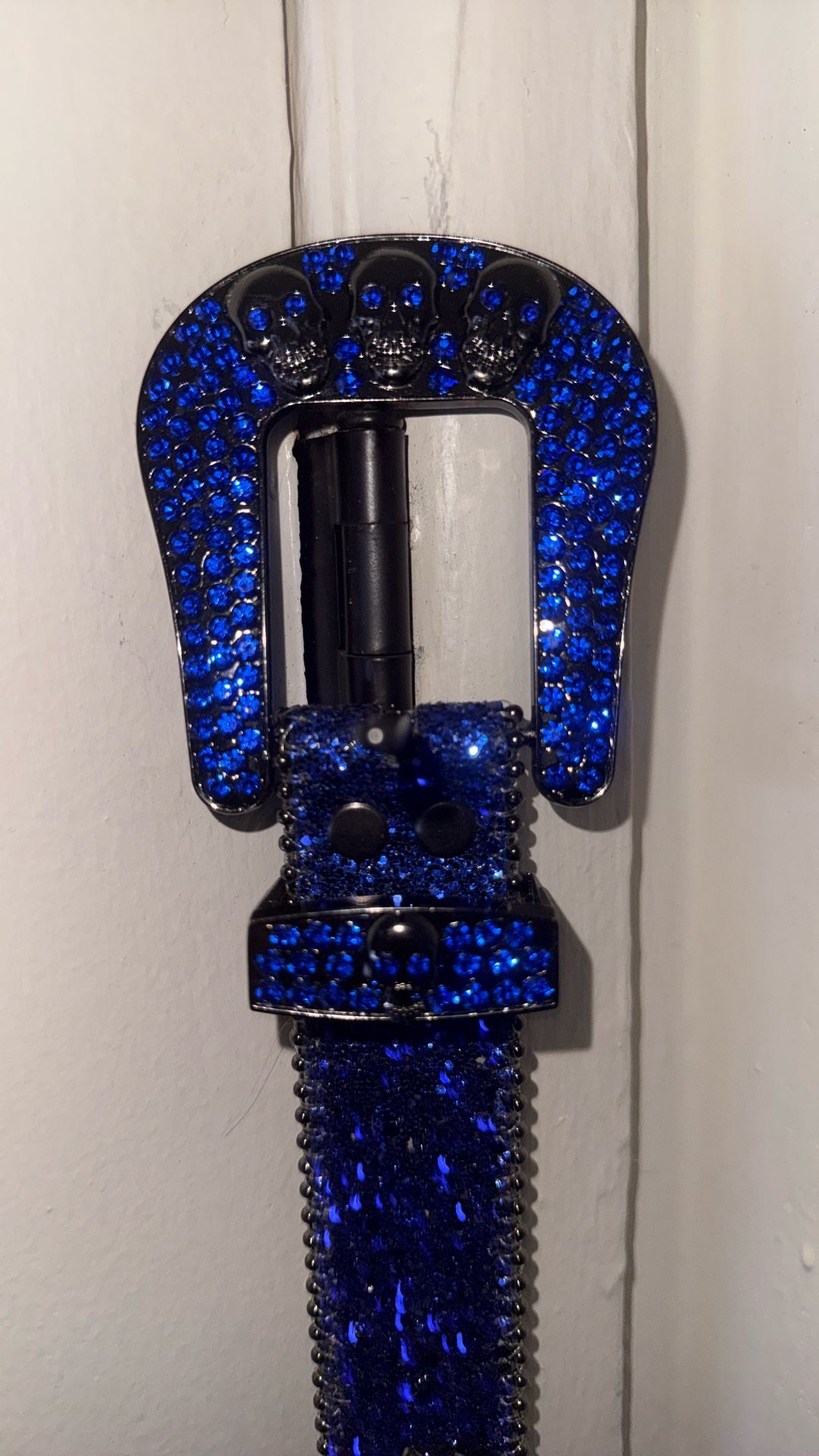 Blue Skull Infinity Rhinestone Belt