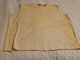 Women 22/24w (3x) Willow Bay yellow cotton bare dhoukder long sleeve with mini floral embroidery Lot 79