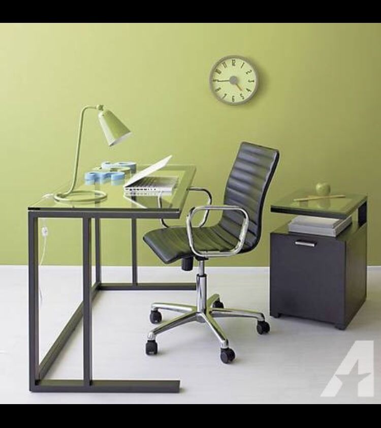Crate and Barrel Desk, Chair, File Cab, and Bookshelf