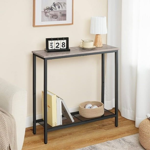 HOOBRO 29.5" Narrow Console Table, Small Entryway Table with Shelf, 2 Tier Thin Sofa Table, Side Table, Display Table, for Hallway, Living Room, Bedro