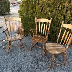 Vintage Distressed Oak Chairs