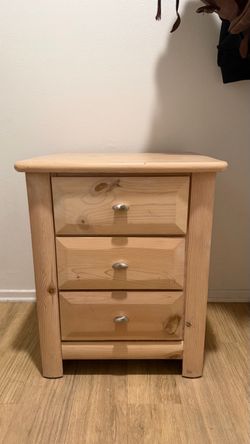 Pine Wood 3-Drawer Bedside Table