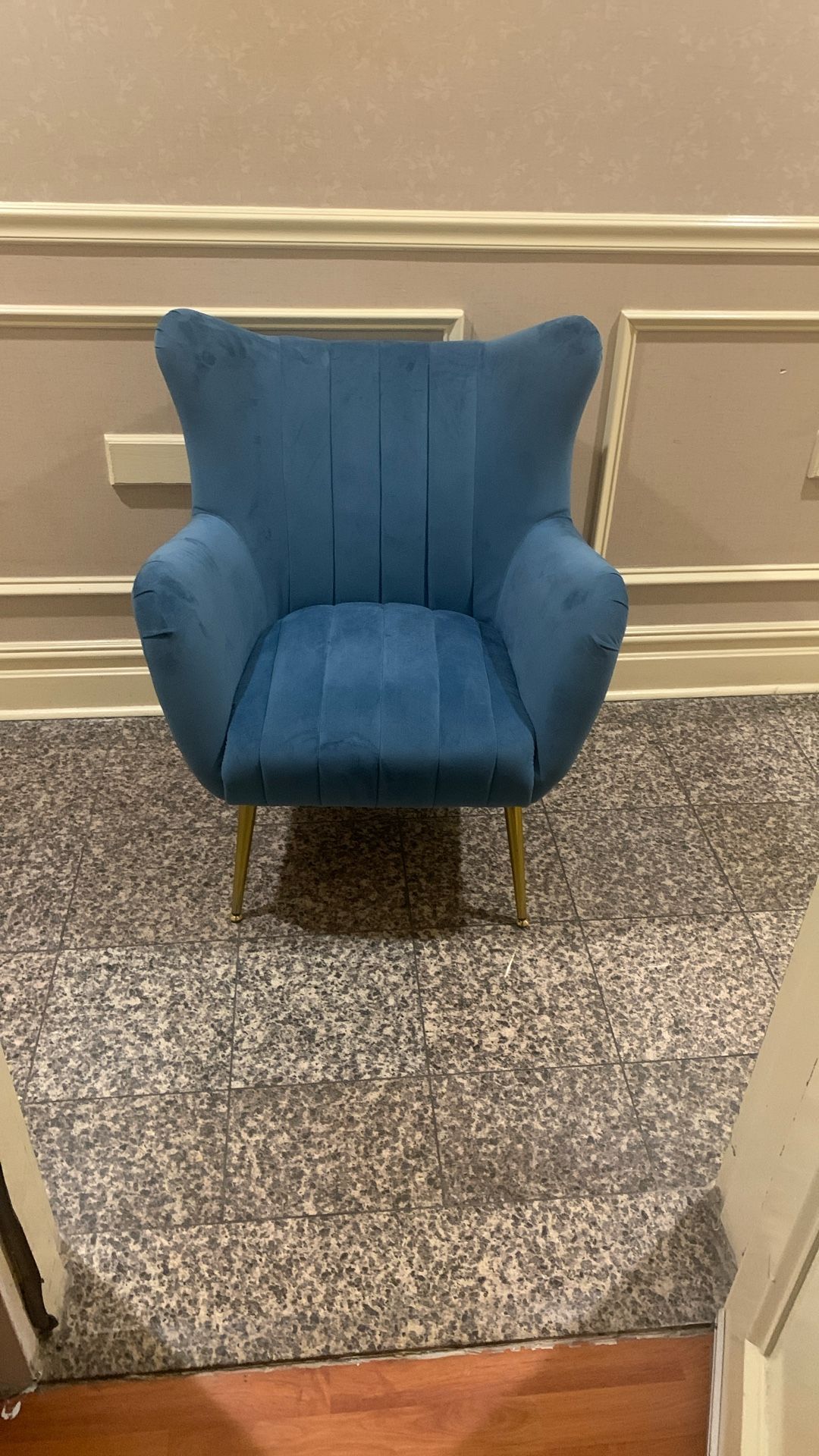 Velvet Wingback Accent Chair