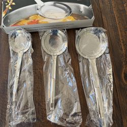 Food Strainer, Spoons, Stainless Steel, Steel, New, 3 Pieces