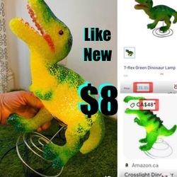 $8 🦖 Like New Kids T Rex Room/Desk lamp/night stand 🔌 and switch on & off