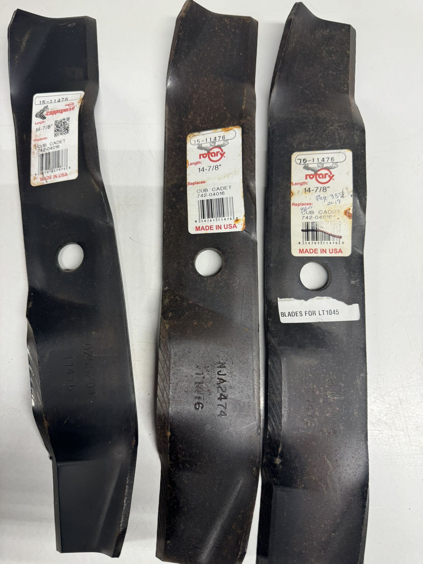 Cub Cadet Mower Blades. Fit LT 1045. 3 Available $10 Each. Must Pickup
