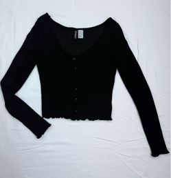 Black Long Sleeve Button-Up Top Sz XS