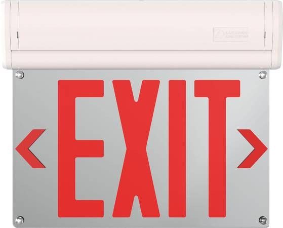 New Lithonia Lighting Basics Edge-lit LED Exit Sign Red Letters Surface Mount Emergency Exit Sign Only