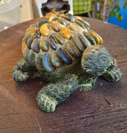 Decorative Turtle Figurine with Stone Shell