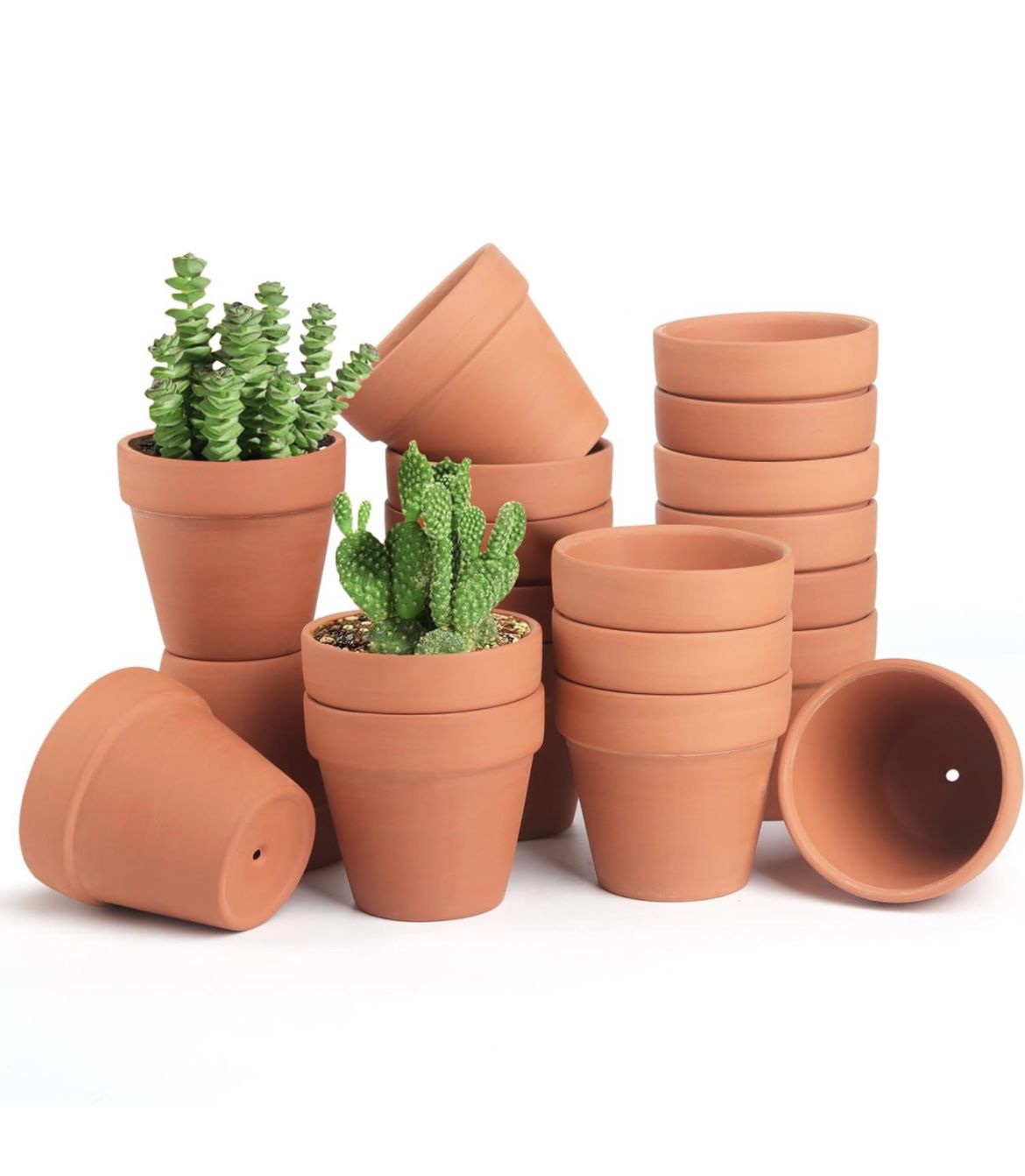 3 Inch Terracotta Pots 20 Pack，Cactus Terra Cotta Flower Pots with Drainage，Succulent Nursery Clay Pots Great for Plants,DIY Crafts, Weddi
