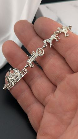 B27🐓🐄🌽 Sterling Silver Farm Animals Bracelet 🌽🐄🐓✨