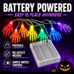 Halloween Skeleton hand string lights