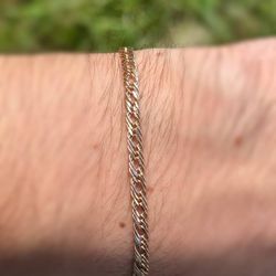 14k Solid Rose Gold Swedish link Bracelet 7.25” 3.70mm