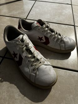 CONVERSE All STAR White Red Faux Leather Sneakers Size 9.5 men