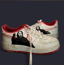 Custom Nike Air Force 1 Ghostface Painted Sneakers