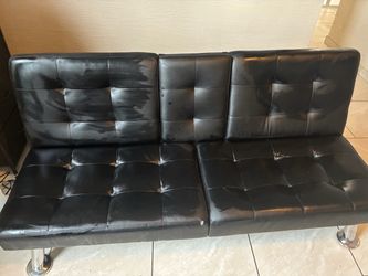 Black Faux Leather Futon Sofa