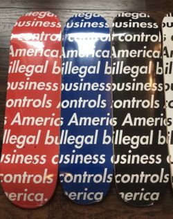 Supreme SS18 Illegal Business Runs America Skateboard Deck SET