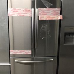 Samsung Stainless Steel French Style Refrigerator Open Box With Ice Maker 