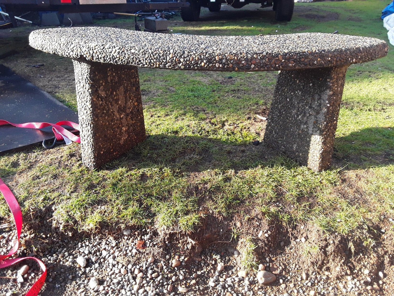 Curved concrete exposed Aggregate bench for Sale in Shelton, WA OfferUp
