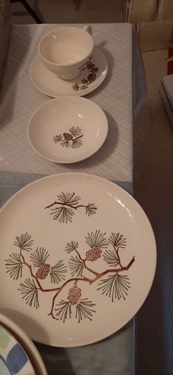 Mid-Century Stetson Marcrest Misty Pine dishes