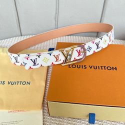 L V White Belt With Box New 