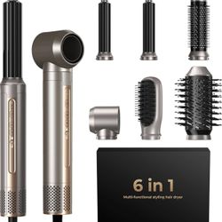 Hair Dryer Brush,6 in 1 Professional Hot Air Styler,Powerful Air Curling Wrap Styler,Negative Ionic Hair Dryer Fast Drying, Multi Hair Stylerfor Curli