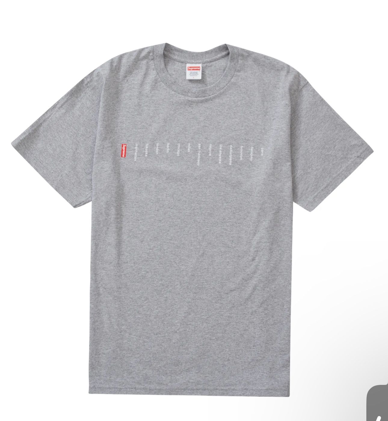 Supreme Location Tee Heather Grey Size XXL