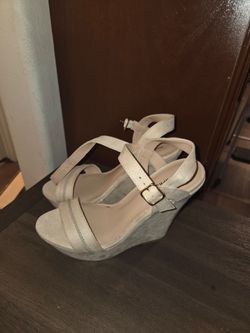 Beige Suede Wedge Sandals