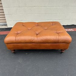 Vintage Tufted Leather Ottoman