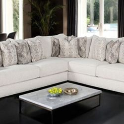 Brand New Off-White Super Plush Sectional Sofa (Pillows Included)