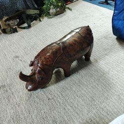 Vintage Dimitri Omersa Rino Leather Foot Rest Abercrombie Fitch 1960s Hand Made