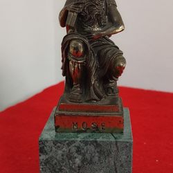 Small Brass Colored Metal Sculpture of Michelangelo's Moses.