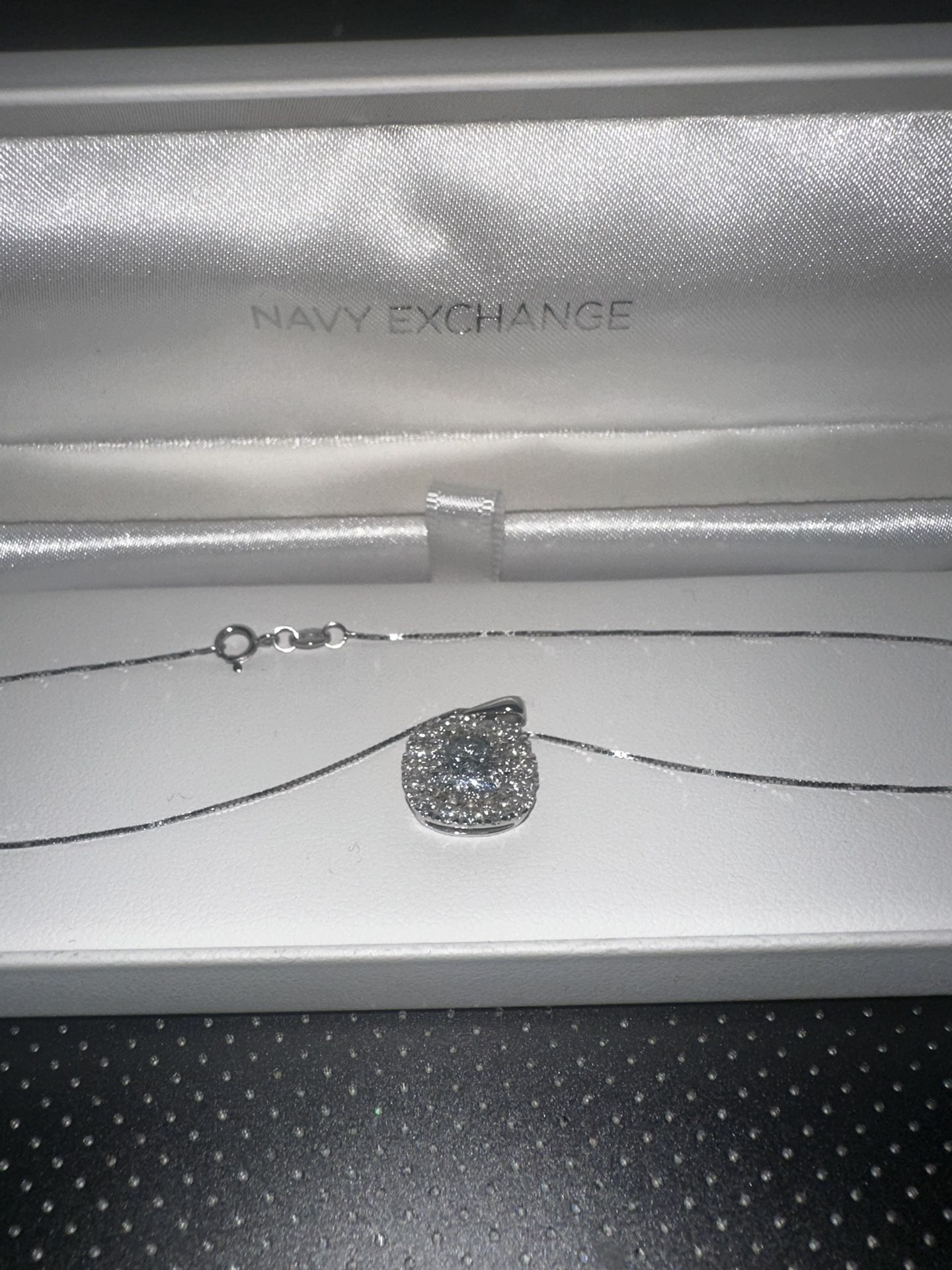 ONE 14 KARAT WHITE GOLD PENDANT & CHAIN, MEAS. APPROX. 18"