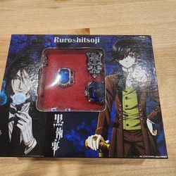 Cosplay Black Butler Kuro Ciel Sebastian ring necklace earring Jewelry 10pcs set

