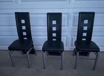 3 Black Leather Dining/Kitchen Chairs