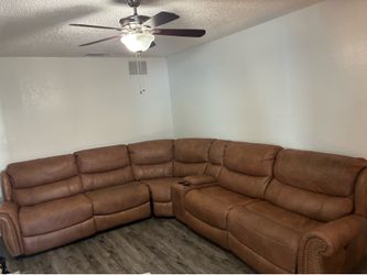 Peanut butter brown electric sectional with recliners
